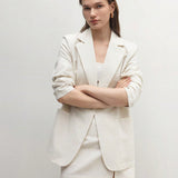 BIZwear Traje de chaqueta y falda para dama con blazer de manga larga de un solo boton y falda con dobladillo dividido
