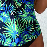 Swim Lushore Conjunto de tankini con estampado tropical al azar para la playa en verano