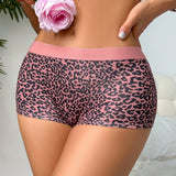 Tangas sexy de estampado de leopardo de bloque de color con banda de cintura contrastante