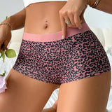 Tangas sexy de estampado de leopardo de bloque de color con banda de cintura contrastante