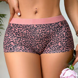 Tangas sexy de estampado de leopardo de bloque de color con banda de cintura contrastante