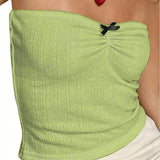 SXY Top informal de verano para mujer con detalle de Enterizo y corte sin tirantes