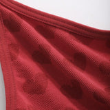 DAZY Cute conjunto de sosten tejido con forma de corazon rojo, transpirable y comodo