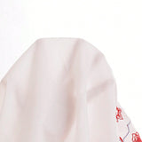 WYWH Camisa blanca casual para mujer con bordado y mangas con volantes de hoja de loto de WYWH Holiday