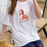 DAZY Conjunto de pijama de verano de manga corta con impresion de perro lindo y pantalon largo