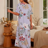 Serenescape Vestido de dormir elegante para mujeres con estampado floral suelto y hombros descubiertos para el verano.