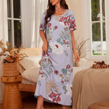 Serenescape Vestido de dormir elegante para mujeres con estampado floral suelto y hombros descubiertos para el verano.