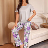 Conjunto de pijama de verano para mujeres con estampado floral
