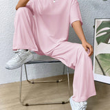 EZwear Conjunto diario simple, comodo y liso para mujer