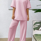 EZwear Conjunto diario simple, comodo y liso para mujer