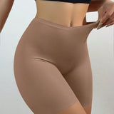 Shorts de seguridad sin costuras de cintura alta y pierna cuadrada de seda de hielo para mujeres, fondo elastico, levanta gluteos y controla el abdomen