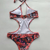 Traje de bano de una pieza con estampado de plantas para mujer, bikini sexy para playa/natacion para mujer, conjunto de 2 piezas