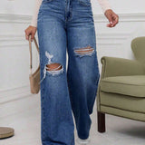 EZwear Jeans casuales rasgados y amplios lavados