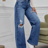 EZwear Jeans casuales rasgados y amplios lavados