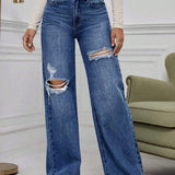 EZwear Jeans casuales rasgados y amplios lavados