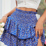 WYWH Minifalda envolvente para resort de mujeres con flores pequenas