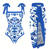 Swim Oasis Traje de bano de una sola pieza con diseno vintage y falda a juego para cubrirte en la playa durante tus vacaciones.