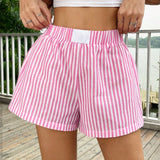 EZwear Shorts casuales de verano con diseno de cuadros y cintura elastica