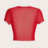 ICON Blusa de mujer ajustada y transparente de moda rosa Y2K con detalle de lazo en el cuello