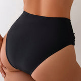 Bottom de bikini sexy para mujer con detalles de cruzado y bloqueo de color.