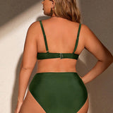 Swim Curve Conjunto de bikini de unicolor para mujeres de talla grande para playa de verano