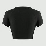 Coolane Camiseta ajustada de manga corta para mujer con hombrera, impresion metalica de alta frecuencia para motocicleta