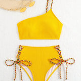 Swim Conjunto de traje de bano para mujer con tiras cruzadas para vacaciones en la playa y piscina