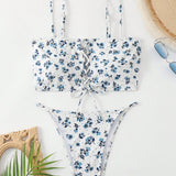 Swim Bikini de camisola con estampado floral aleatorio para mujeres