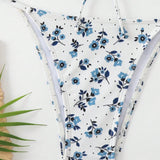 Swim Bikini de camisola con estampado floral aleatorio para mujeres