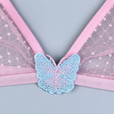 NEW Sujetador para mujeres con bordado de mariposa rosa, conjunto de lenceria sexy para mujeres con braguitas