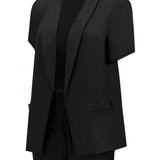 Conjunto de traje de chaqueta de solapa solida para mujer