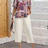 EMERY ROSE Conjunto de camisa y pantalon estampado para mujer, para el verano