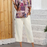 EMERY ROSE Conjunto de camisa y pantalon estampado para mujer, para el verano