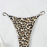 Swim Bottom de bikini con estampado de leopardo, traje de bano triangular perfecto para vacaciones en la playa o la piscina