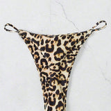 Swim Bottom de bikini con estampado de leopardo, traje de bano triangular perfecto para vacaciones en la playa o la piscina