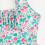 Swim Traje de bano de una pieza floral con cuello cuadrado para mujer para vacaciones de playa de verano