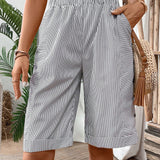 Essnce Shorts de rayas para uso diario de mujer para el verano
