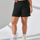 Sport Studio Shorts deportivos para mujer de talla grande con estampado de letras para fitness, yoga y correr de noche