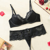 Conjunto de lenceria sexy de encaje para mujer, conjunto de bralette y panty para verano