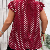 CURVE+ Blusa de a grande con mangas murcielago y estampado de lunares rojos