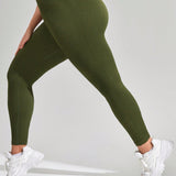 Pantalones de yoga de talla grande con control de abdomen y realce de gluteos, con compresion para deportes y cintura alta