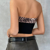 EZwear Top de tubo informal para mujer con estampado de leopardo para uso diario en verano