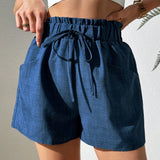 Essnce Shorts casuales para mujer decorados con cintura de cordon para el verano