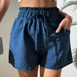 Essnce Shorts casuales para mujer decorados con cintura de cordon para el verano
