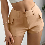 EZwear Shorts diarios simples de mujer de unicolor de estilo occidental estilo booty