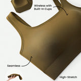 NEW LUVLETTE Sujetador inalambrico sin costuras con cuello en U y almohadillas no removibles para tallas grandes