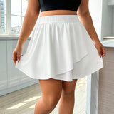 Falda deportiva simple y lisa de talla grande para uso diario en primavera-verano