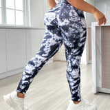 Leggins deportivos plus size con estampado Tie-Dye