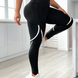 Pantalones de yoga para mujeres de talla grande en diseno de bloques de color