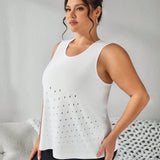 Sport Studio Camiseta deportiva de talla grande para mujer en unicolor con corte laser